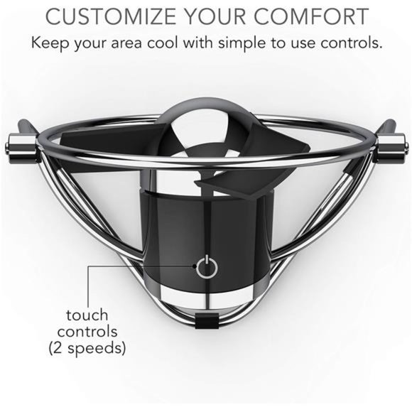 USB Fan with Soft Blades, 2 Speeds, Touch Control, Quiet Operation, Metal Frame - Picture 3 of 6